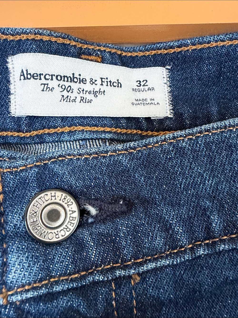 🆕 NWT Abercrombie & Fitch 90s Straight Mid Rise Deep Indigo Straight-Leg Jeans - Picture 8 of 12